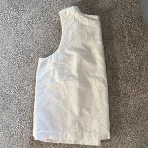 LOFT Floral Textured White Tank Top